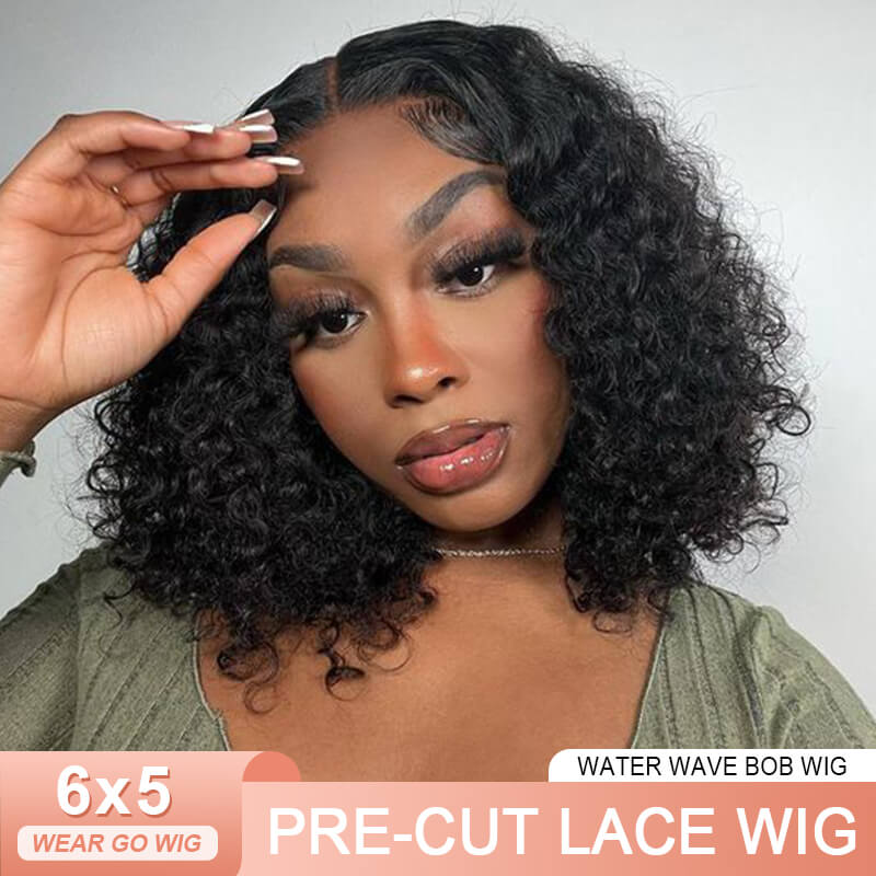 Missbuy C Part Natural Color Water Wave 6x5 Wear Go Glueless BoB Wig