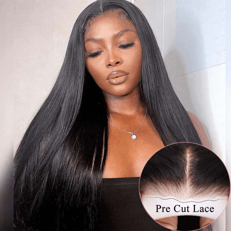Missbuy Tiny Knots 6x5 Put On And Go Pre Cut Everything Straight Wear Go Wig
