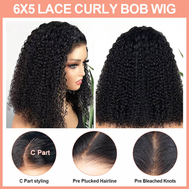 Missbuy Pre Bleached Tiny Knots C Part 6x5 Curly Wear Go Glueless Wig