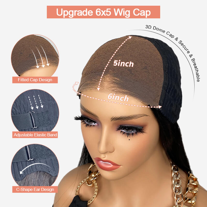 Missbuy C Part Natural Color Water Wave 6x5 Wear Go Glueless BoB Wig