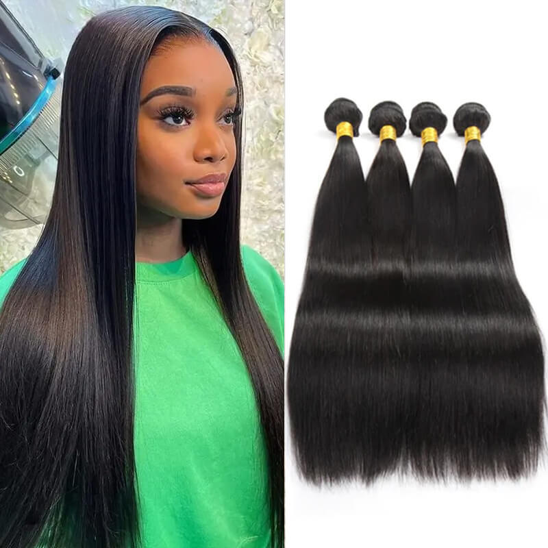 Missbuy 4 pcs Straight Human Hair Bundles