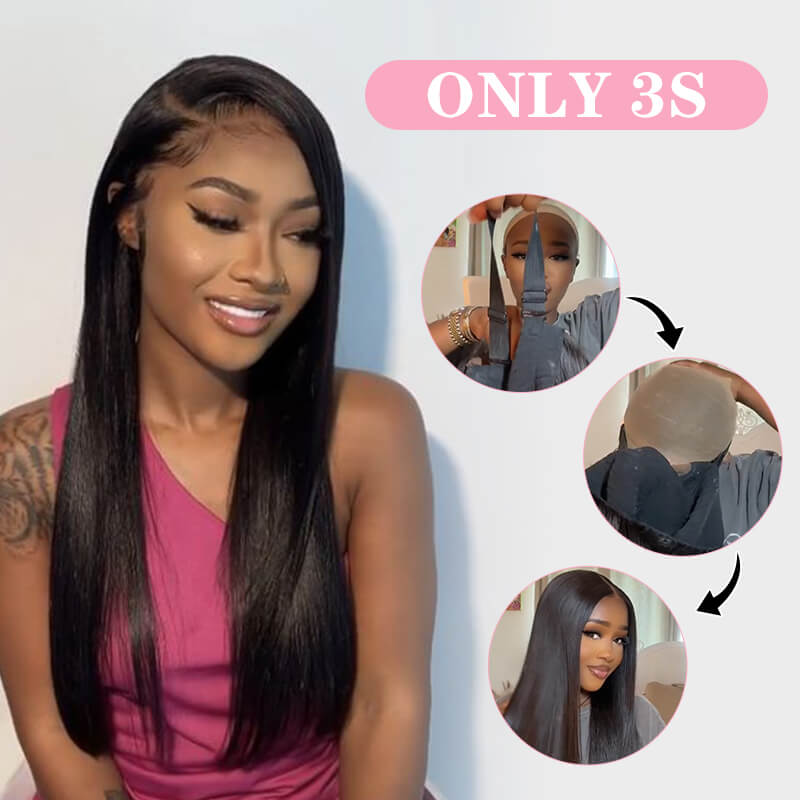 Missbuy Tiny Knots 6x5 Put On And Go Pre Cut Everything Straight Wear Go Wig