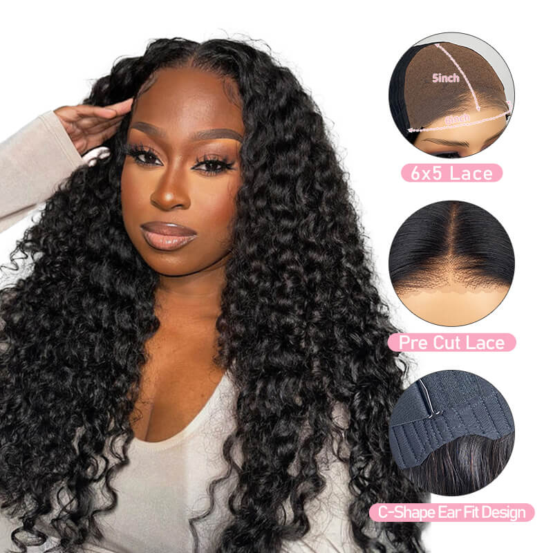 Missbuy 6x5 Wear & Go Skinlike Lace Closure Kinky Curly Wig
