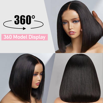 Missbuy Wear and Go Glueless 5x5 Pre Cut Lace Straight Bob Wig for Beginners