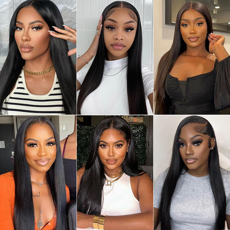 Missbuy 4 pcs Straight Human Hair Bundles