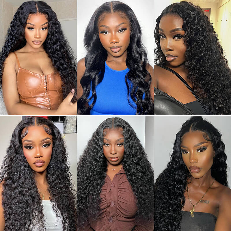 Missbuy 4 pcs Deep Wave Human Hair Bundles