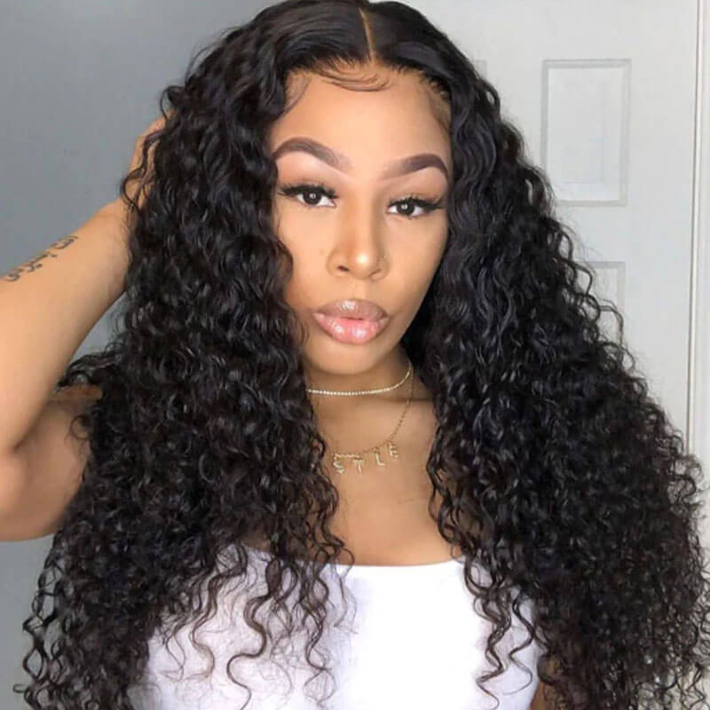 Missbuy 13X4 Lace Jerry Curly Glueless Wig
