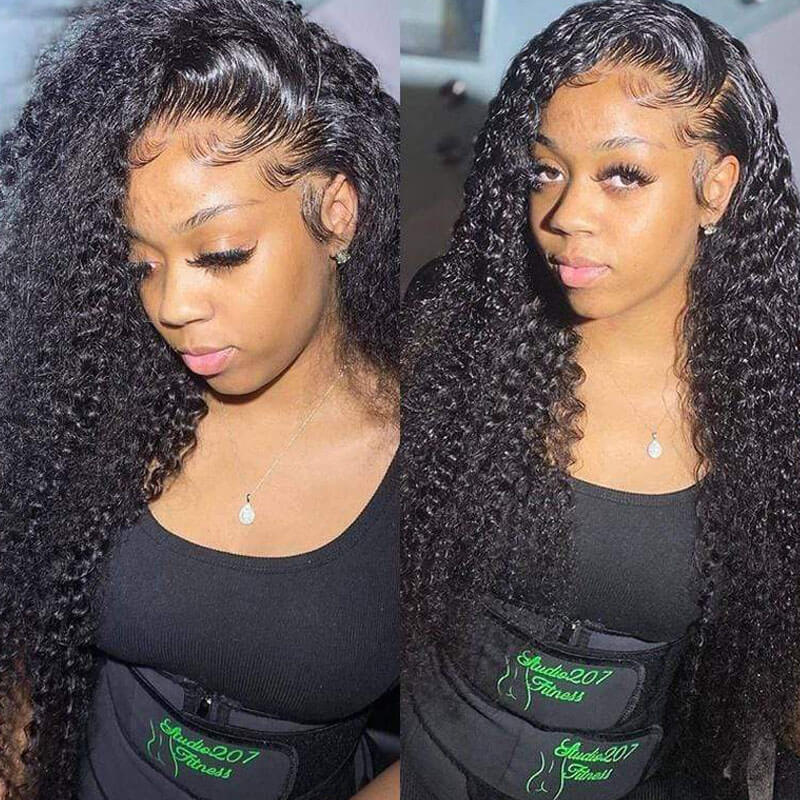 Missbuy 13X4 Lace Jerry Curly Glueless Wig