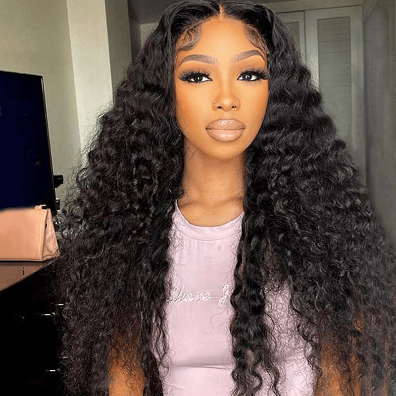 Missbuy Wear and Go Glueless Wigs Pre Cut Lace 5x5 Water Wave Human Hair Wigs for Black Women