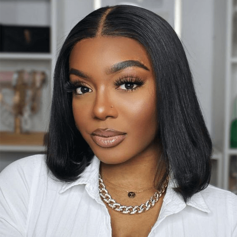Missbuy Wear and Go Glueless 5x5 Pre Cut Lace Straight Bob Wig for Beginners