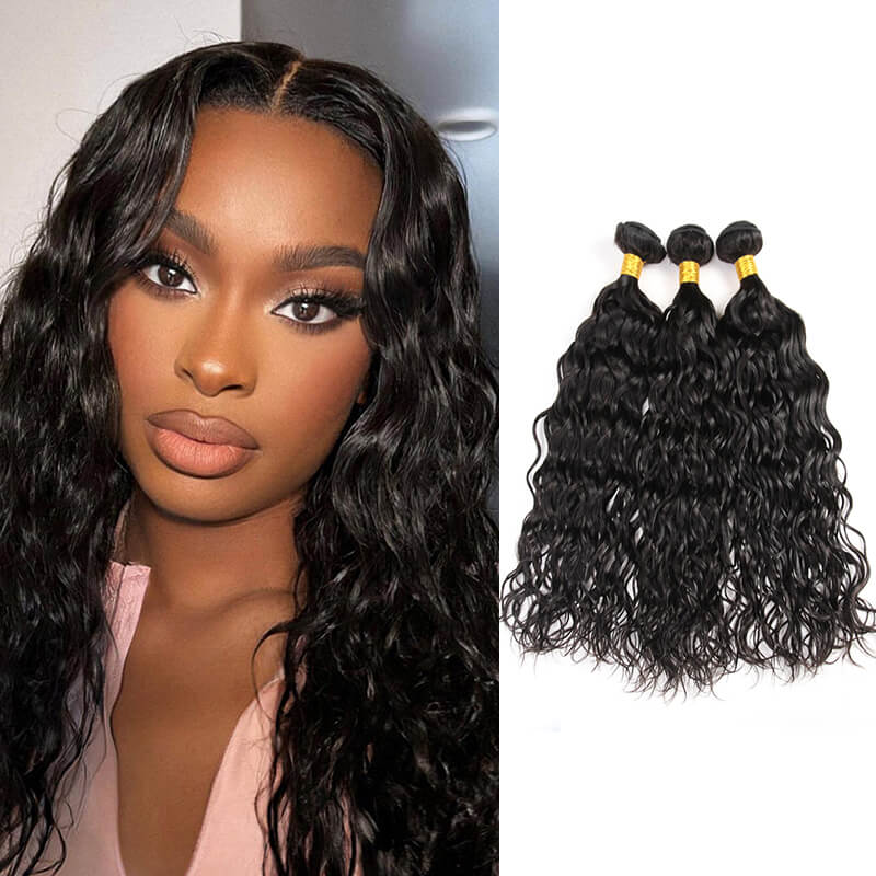 Missbuy 3 pcs Water Wave Human Hair Bundles