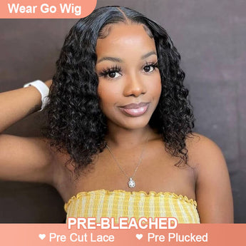 Missbuy Pre Bleached Tiny Knots C Part 6x5 Curly Wear Go Glueless Wig