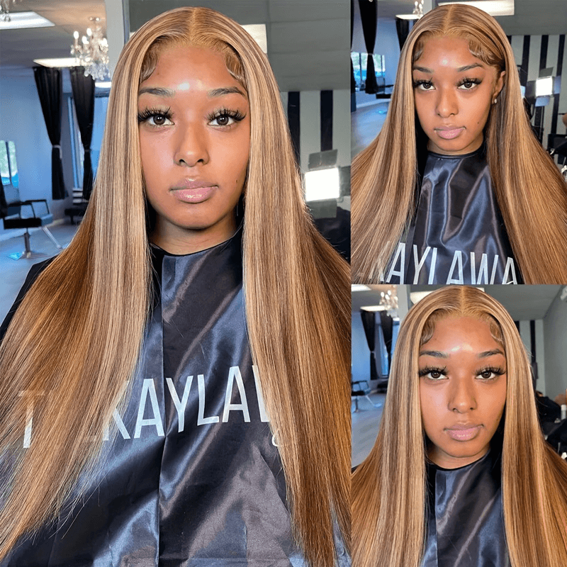 Missbuy 13x4 Transparent Lace Highlight Color Straight Human Hair Wig