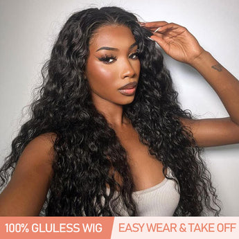 Missbuy Wear and Go Glueless Wigs Pre Cut Lace 5x5 Water Wave Human Hair Wigs for Black Women