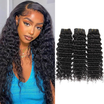 Missbuy 3 pcs Deep Wave Human Hair Bundles