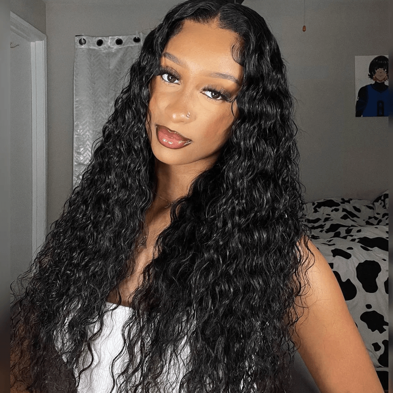 Missbuy hair Pre-bleached Water Wave 9x6 Wear Go Glueless Wig With Pre-cut Lace