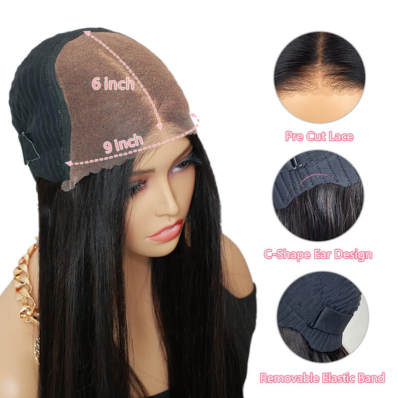 Missbuy hair Pre-bleached Water Wave 9x6 Wear Go Glueless Wig With Pre-cut Lace