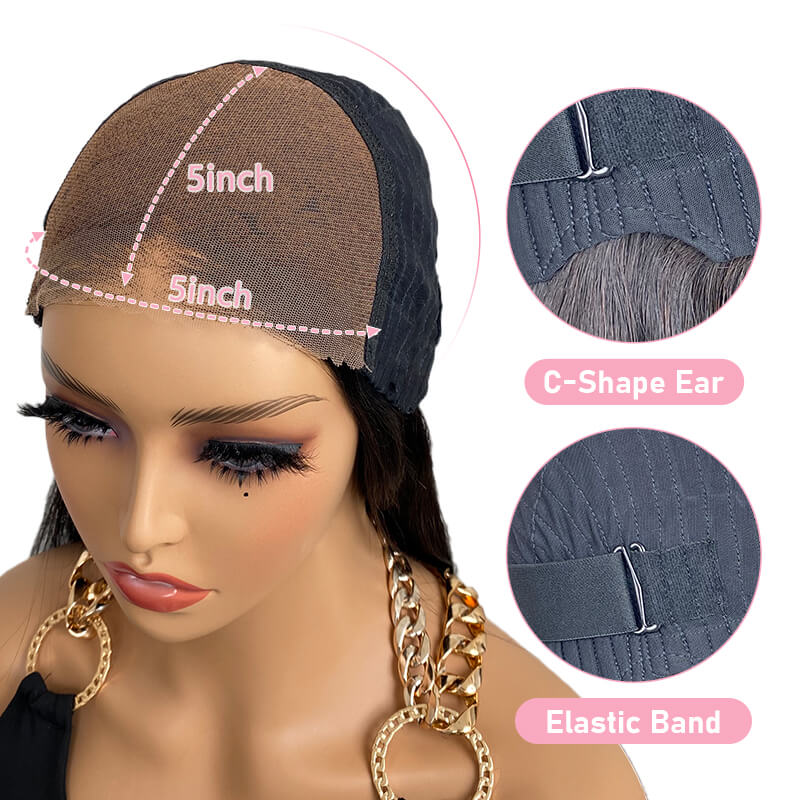 Missbuy 5x5 Pre Cut Lace Wear & Go Glueless Water Wave Short Bob Wig with Pre Bleached Knots