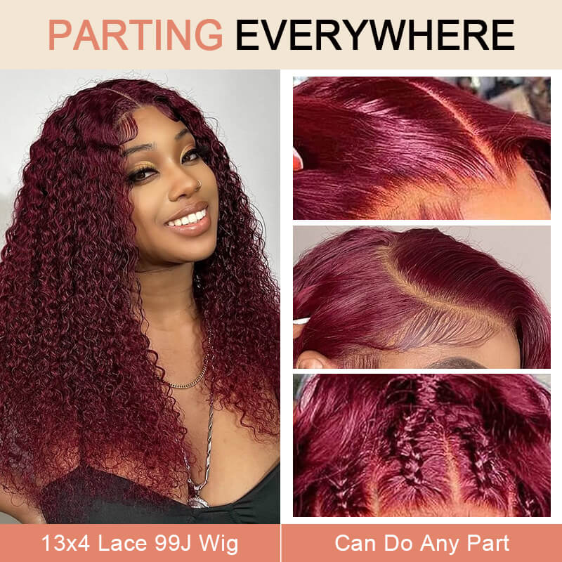 Missbuy 99J 13x4 Lace Front Curly Wigs With Small Knots
