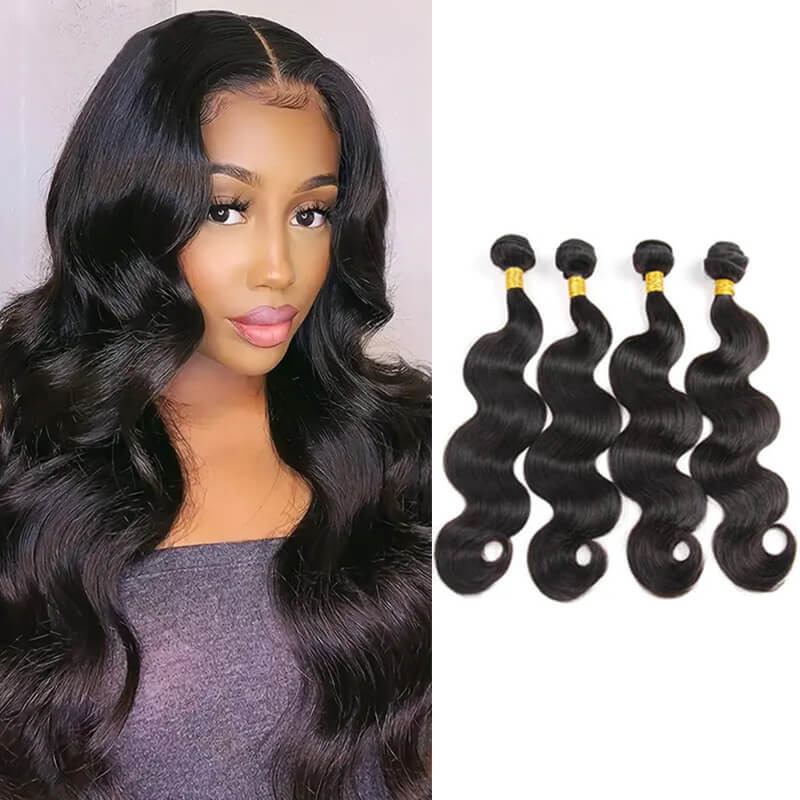 Missbuy 4 pcs Body Wave Human Hair Bundles