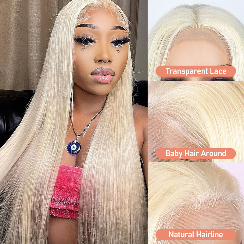 Missbuy 4x4 Closure Lace Straight 613 Blonde Color Human Hair Wig With Baby Hair