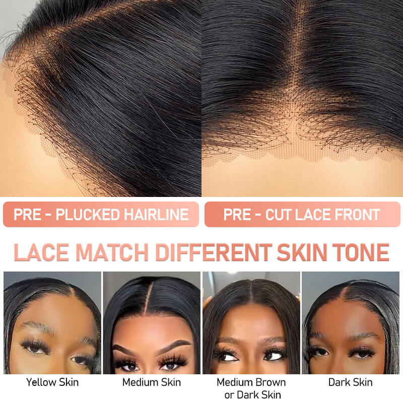 Missbuy Straight Wear Go Glueless Wigs Pre Cut 5x5 Lace Front Wig Beginner Friendly