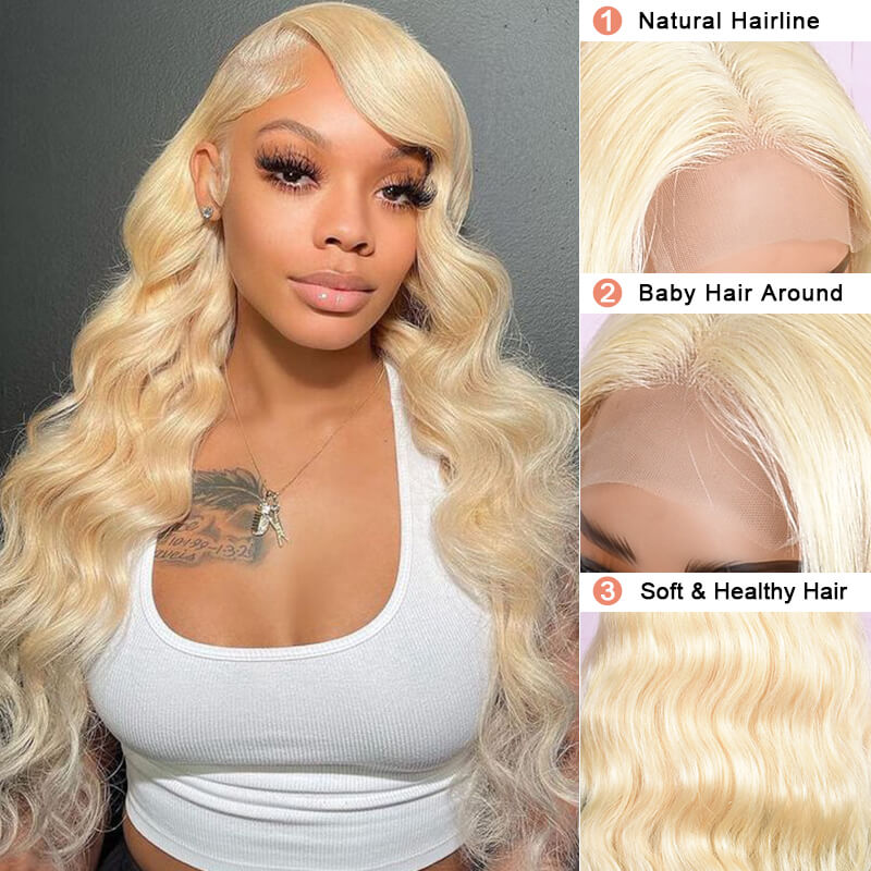 Missbuy 4x4 Transparent Lace Body Wave 613 Blonde Wig for Women