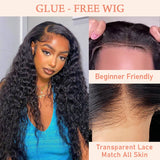 Missbuy Put On and Go 5x5 Pre Cut Lace Wear and Go Glueless Curly Wig for Women
