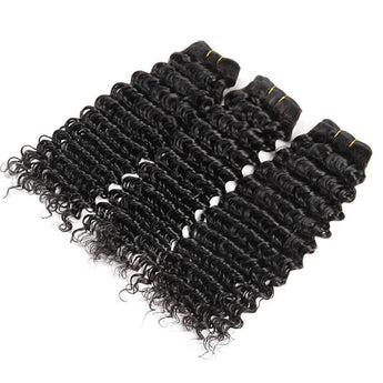 Missbuy 3 pcs Deep Wave Human Hair Bundles