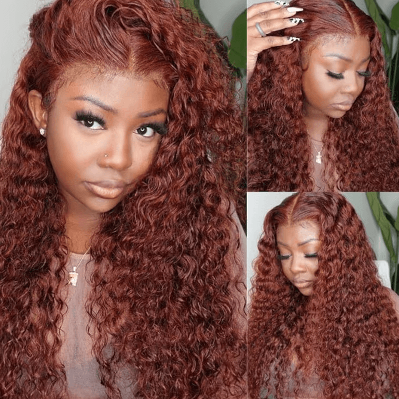 Missbuy 13x4 Lace #33 Reddish Brown Curly Wig