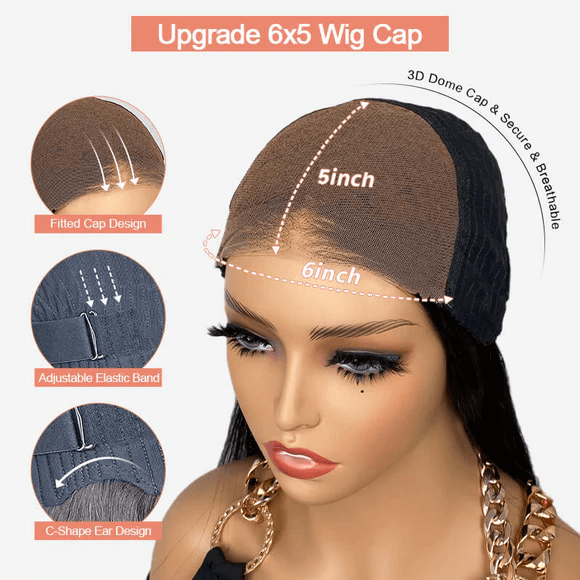 Missbuy Middle Part 6x5 Lace Pre Plucked Straight Human Hair Short BoB Wig for Black Women