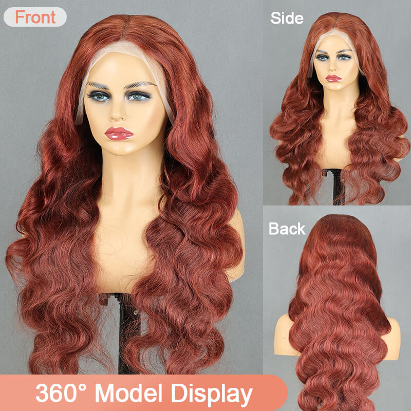 Missbuy 13x4 Lace Body Wave #33 Reddish Brown Color Human Hair Wig