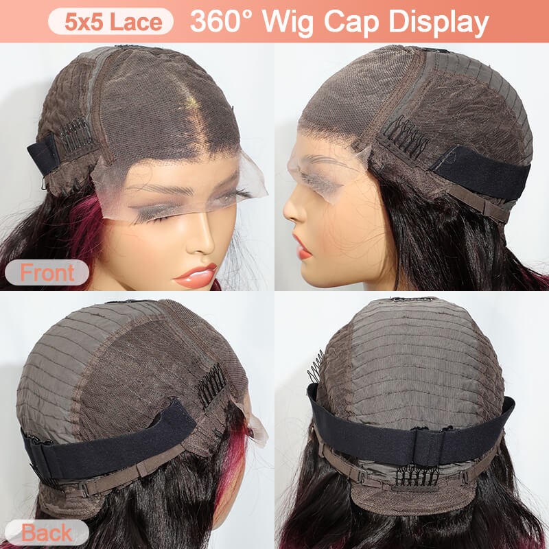 Missbuy 5x5 Lace Body Wave T1B/BUG Color Human Hair Wigs for Women
