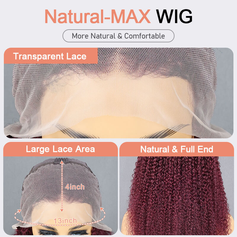 Missbuy 99J 13x4 Lace Front Curly Wigs With Small Knots