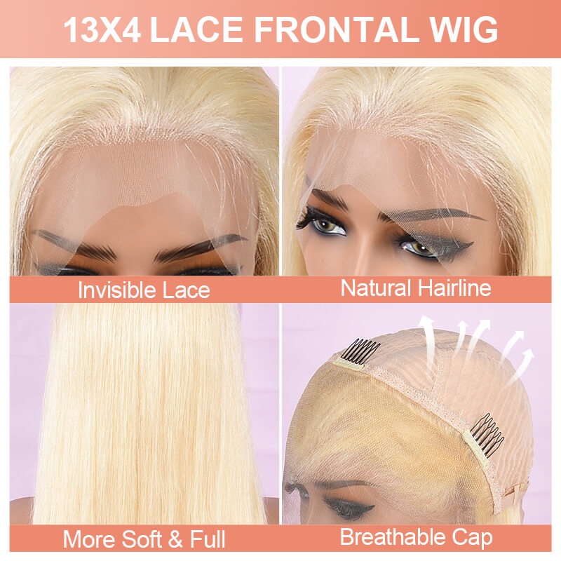 Missbuy 13x4 Lace Frontal High Quality 613 Blonde Color Human Hair Body Wave Wig