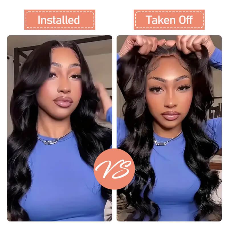 Missbuy 5x5 Lace Body Wave Wear and Go Glueless Wig Human Hair Pre Plucked Pre Cut Lace Front Wig