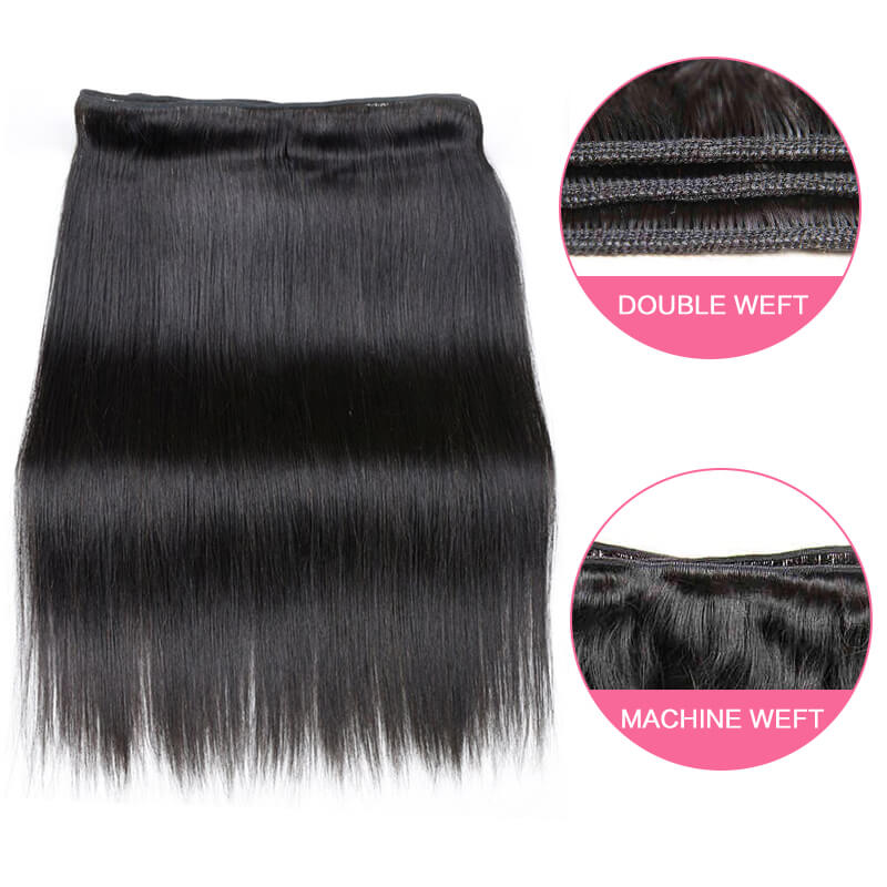 Missbuy 3 pcs Straight Human Hair Bundles