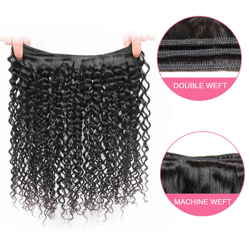 Missbuy 3 pcs Kinky Curly Human Hair Bundles