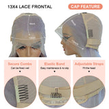 Missbuy Full Density 13x4 Lace Straight Silvery Grey Color Human Hair Wig