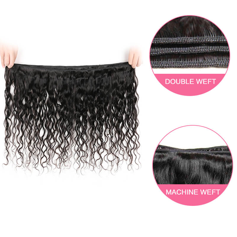Missbuy 3 pcs Water Wave Human Hair Bundles
