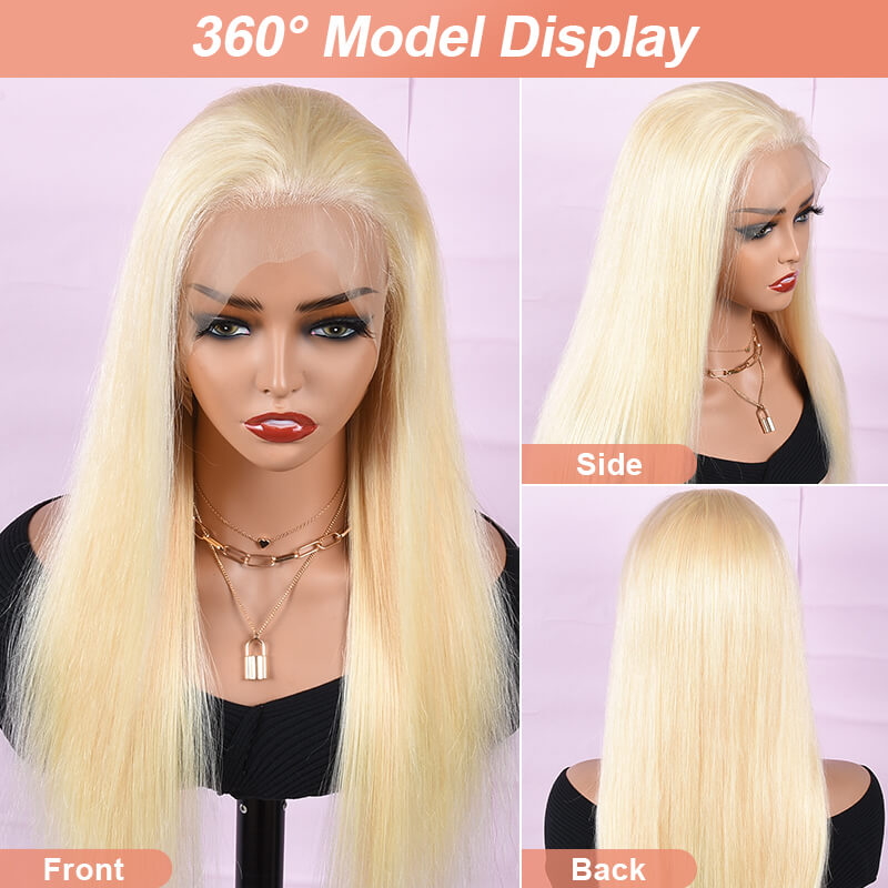 Missbuy 100% Virgin Human Hair 13x4 Lace Frontal Straight Blonde Wig