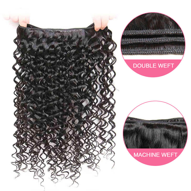 Missbuy 3 pcs Deep Wave Human Hair Bundles