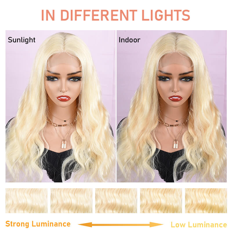 Missbuy 4x4 Transparent Lace Body Wave 613 Blonde Wig for Women