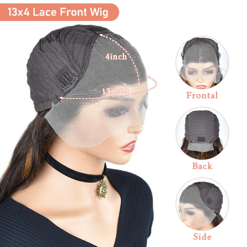 Missbuy 13x4 Transparent Lace Highlight Color Straight Human Hair Wig