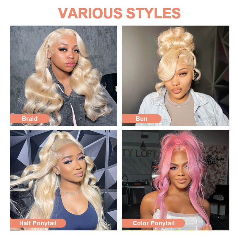 Missbuy 4x4 Transparent Lace Body Wave 613 Blonde Wig for Women