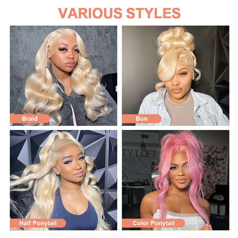 Missbuy 100% Virgin Human Hair 13x4 Lace Frontal Straight Blonde Wig