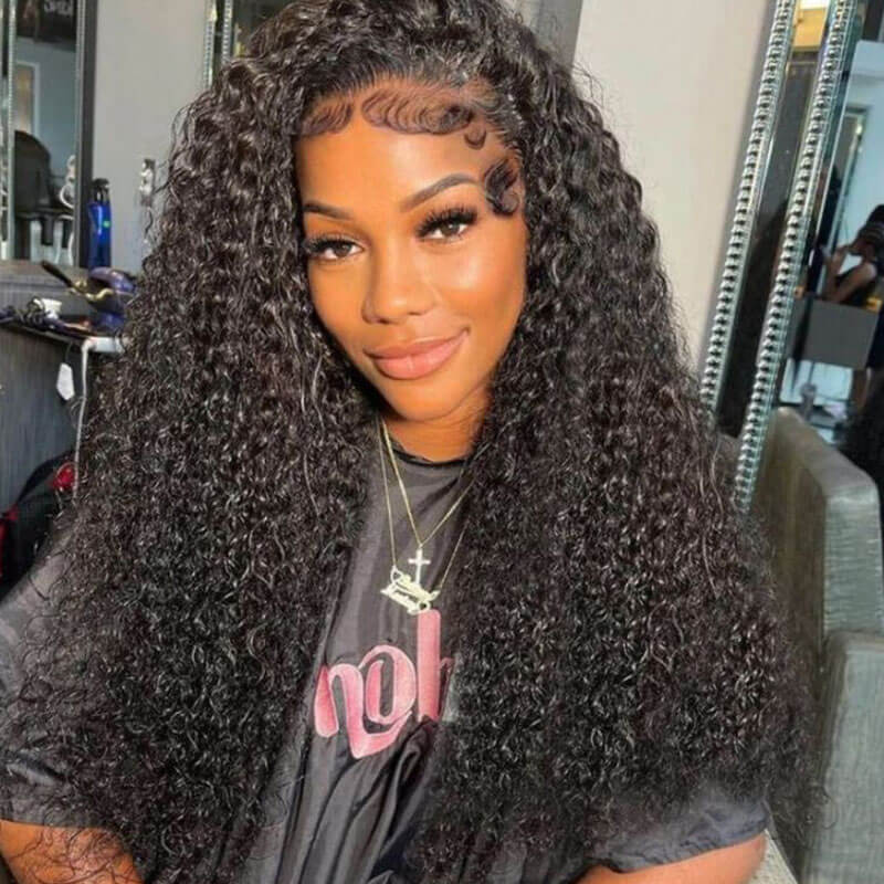 Missbuy Put On and Go 5x5 Pre Cut Lace Wear and Go Glueless Curly Wig for Women