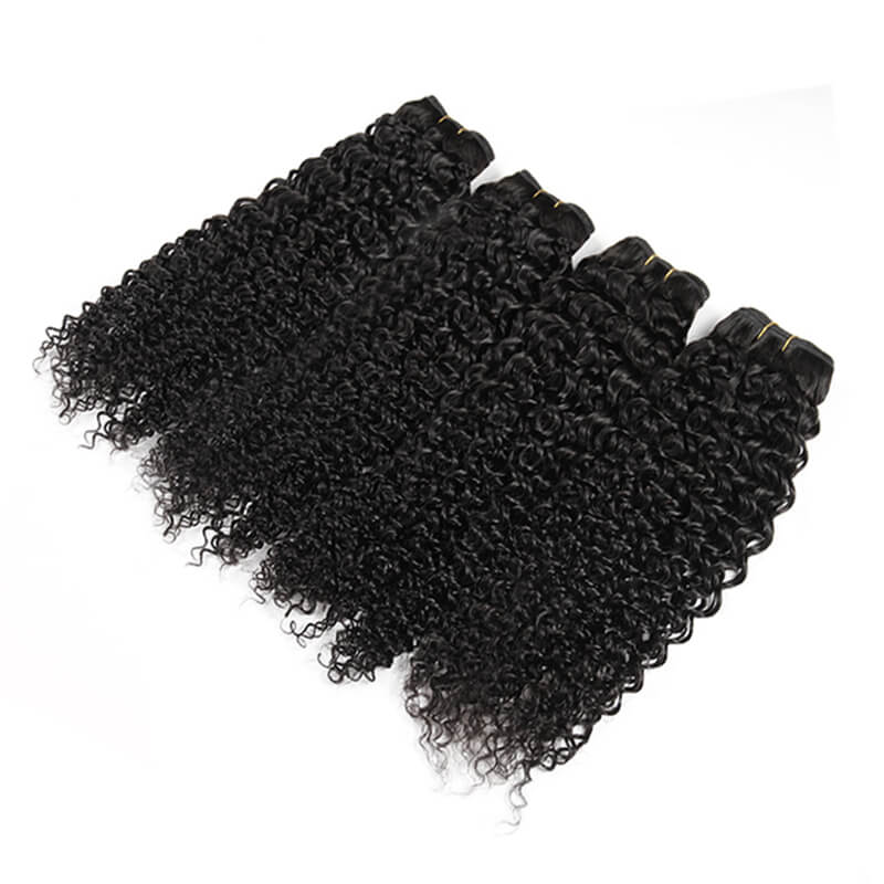 Missbuy 4 pcs Kinky Curly Human Hair Bundles