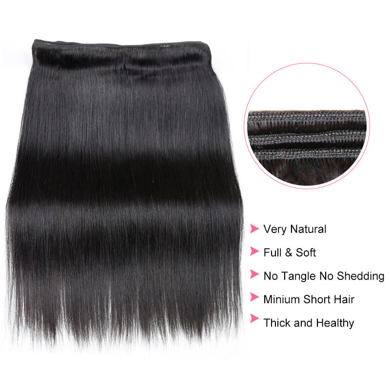 Missbuy 4 pcs Straight Human Hair Bundles