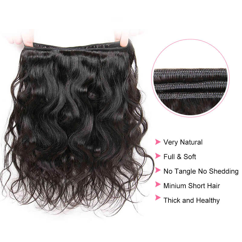 Missbuy 4 pcs Body Wave Human Hair Bundles